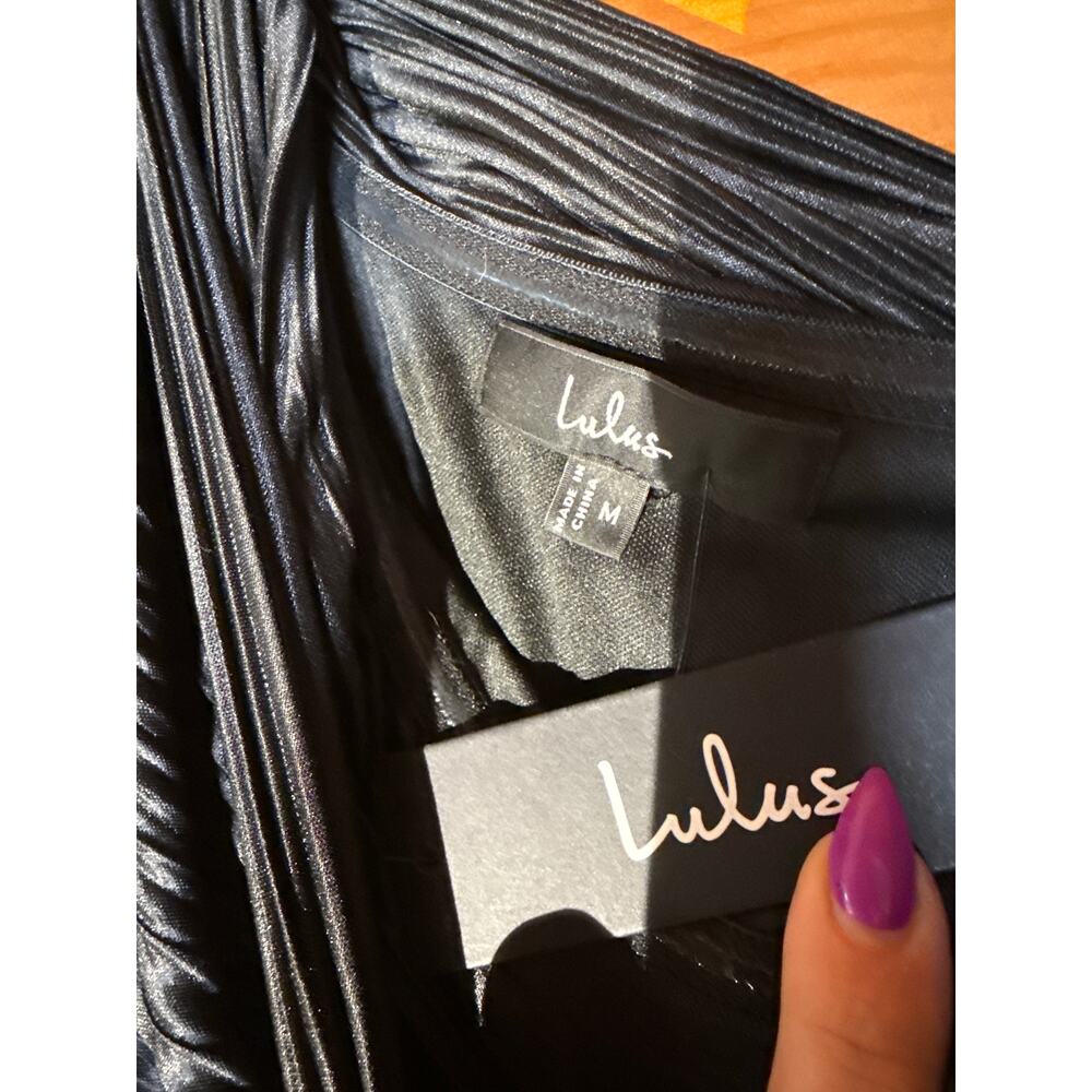 Lulu's Black Off-the-Shoulder Maxi Dress with Side Slit - Picture 7 of 8